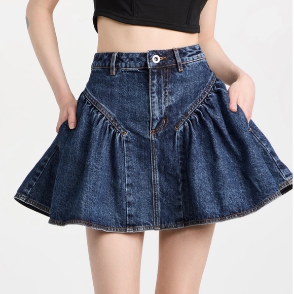 BNWT self-portrait ruffle denim skirt - US4 - Picture 2 of 3